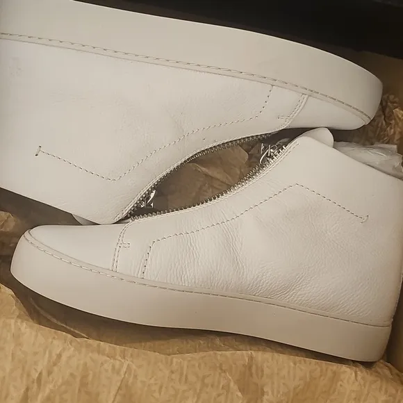 Frye Leather Lena Zip High Sneakers White Size 7.5