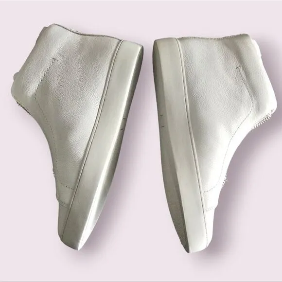 Frye Leather Lena Zip High Sneakers White Size 7.5