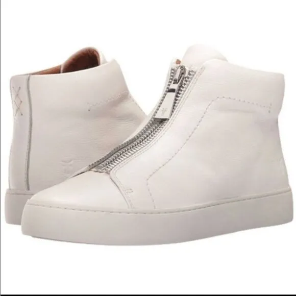 Frye Leather Lena Zip High Sneakers White Size 7.5