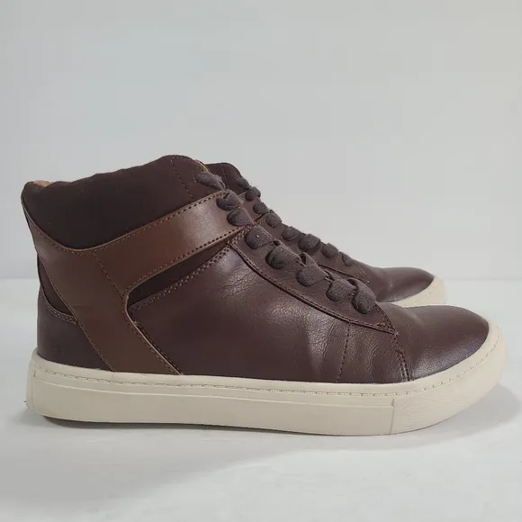 Frye Mark High Top Dark Brown Cognac Sneakers Boys Size 3