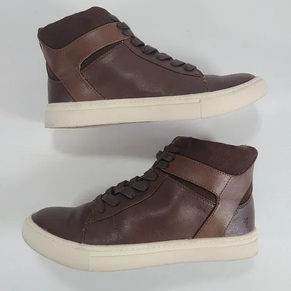Frye Mark High Top Dark Brown Cognac Sneakers Boys Size 3