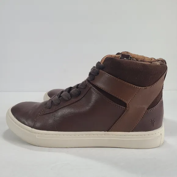 Frye Mark High Top Dark Brown Cognac Sneakers Boys Size 3
