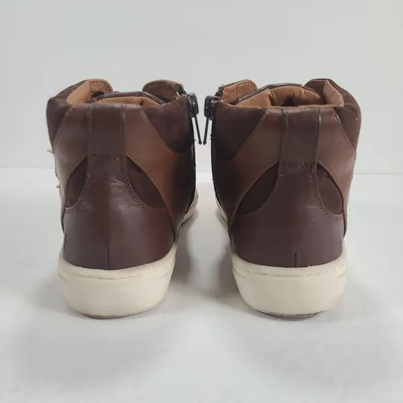 Frye Mark High Top Dark Brown Cognac Sneakers Boys Size 3