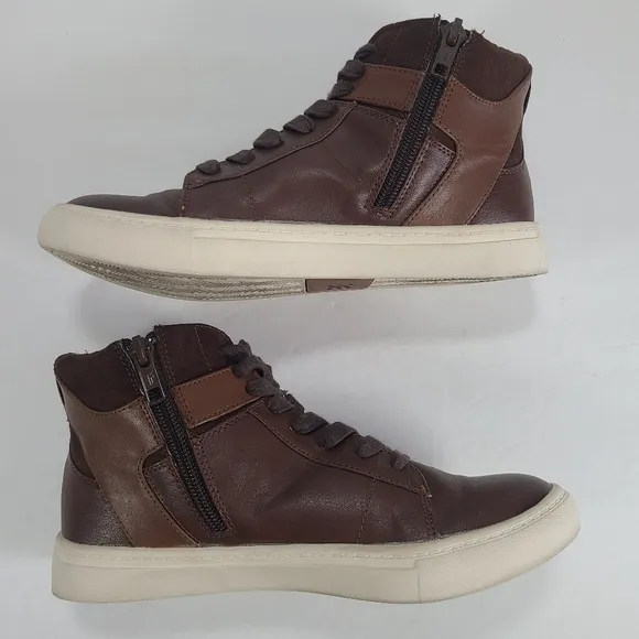 Frye Mark High Top Dark Brown Cognac Sneakers Boys Size 3