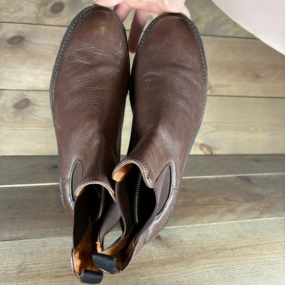 frye seth men size 10 shoes brown leather slip on comfort chelsea boots