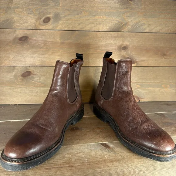 frye seth men size 10 shoes brown leather slip on comfort chelsea boots