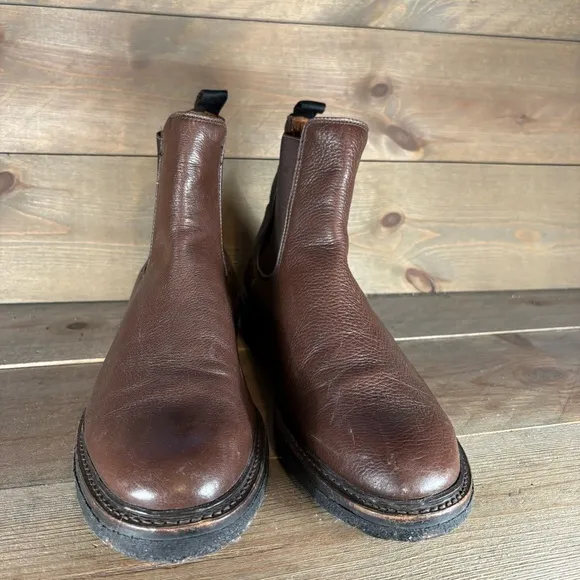 frye seth men size 10 shoes brown leather slip on comfort chelsea boots