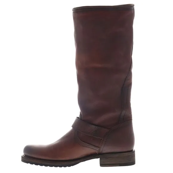 Frye slouchy brown distressed leather pullon boots