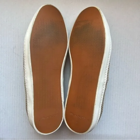 Gant Frank Tan Knit Weave Slip On Comfort Shoes White Soles Men’s EU 45 US 11.5