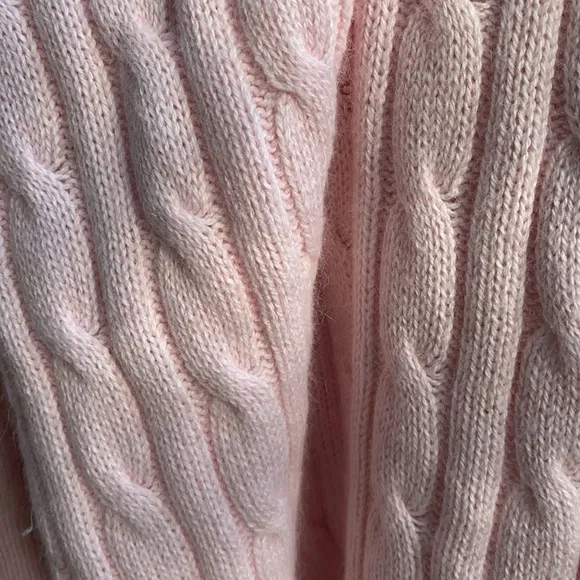 GAP CABLE KNIT PLUNGING V-NECK PINK LONG SLEEVE SWEATER ⭐️⭐️⭐️⭐️⭐️