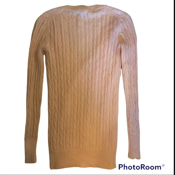 GAP CABLE KNIT PLUNGING V-NECK PINK LONG SLEEVE SWEATER ⭐️⭐️⭐️⭐️⭐️