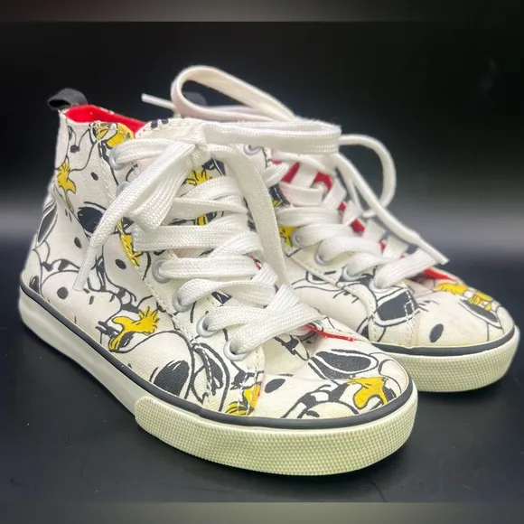 Gap/ Peanuts Collaboration- High-Top Sneakers - White/Yellow, Size:11 Toddler