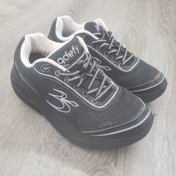 Gdefy Gravity Defyer Mighty Walk Athletic Shoes Women's Sz 6.5 Black TB9024FLP-M