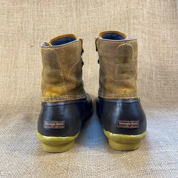 Georgia boot duck boot waterproof work boots hunting leather brown size 14