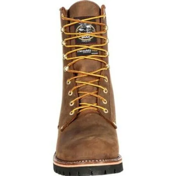 Georgia Gb00065 Work Boot Men's 8 Brown Steel Toe Insulated Logger Boots EEE3596
