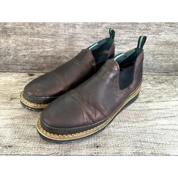Georgia Giant Men's Romeo Slip-On Work Shoes 15W Round Toe Boot Dark Brown