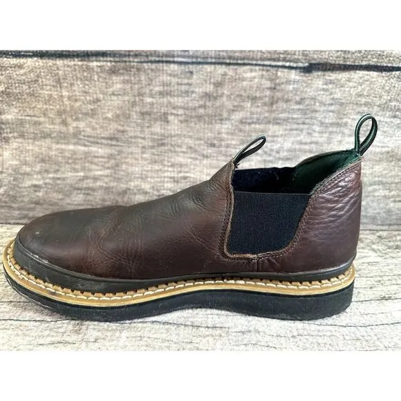 Georgia Giant Men's Romeo Slip-On Work Shoes 15W Round Toe Boot Dark Brown