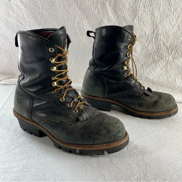 Georgia Logger Waterproof Boots Mens 11.5 W Black Leather  G9220  Sawyer Work