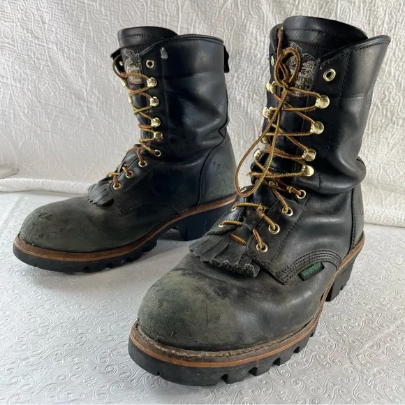 Georgia Logger Waterproof Boots Mens 11.5 W Black Leather  G9220  Sawyer Work