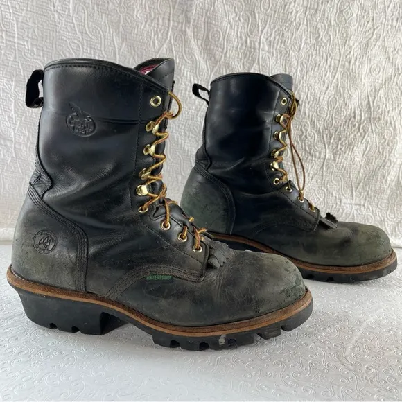 Georgia Logger Waterproof Boots Mens 11.5 W Black Leather  G9220  Sawyer Work