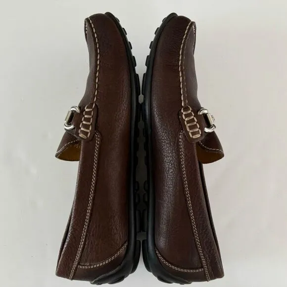 Geox Respira Brown Leather Slip on Shoes Loafer Horsebit Comfort EU 43.5 US 10.5
