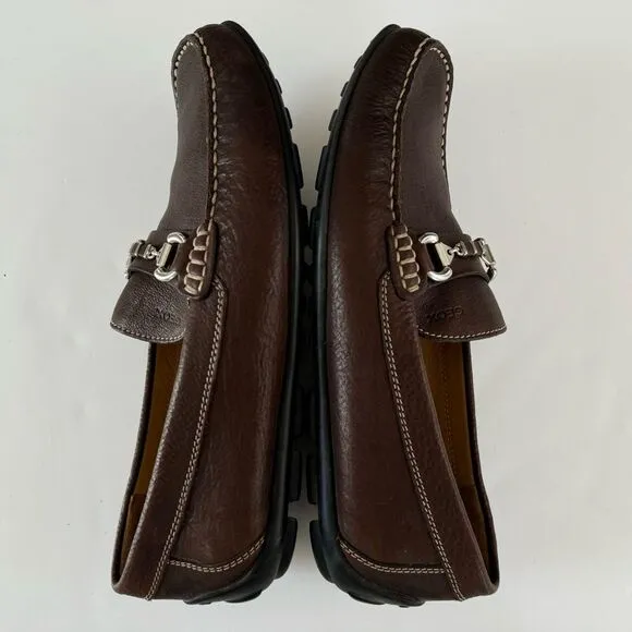 Geox Respira Brown Leather Slip on Shoes Loafer Horsebit Comfort EU 43.5 US 10.5