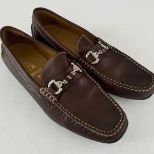 Geox Respira Brown Leather Slip on Shoes Loafer Horsebit Comfort EU 43.5 US 10.5