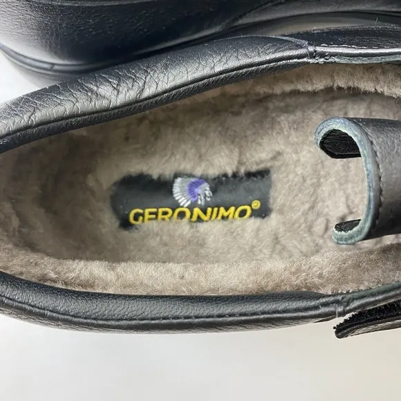 Geronimo Womens Size 41 EU Black Leather Comfort Shoes Fur Lined