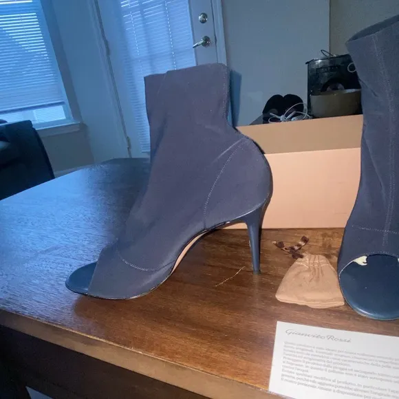 Gianvito Rossi Blue Peep Toe Boots