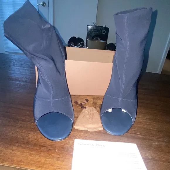 Gianvito Rossi Blue Peep Toe Boots