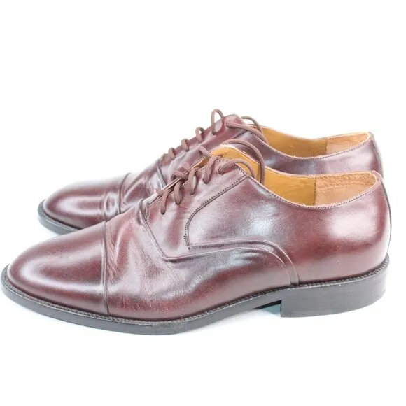 Giorgio Brutini Mens Sz 8 D Cap Toe Brown Leather Lace Up Oxford Dress Shoes
