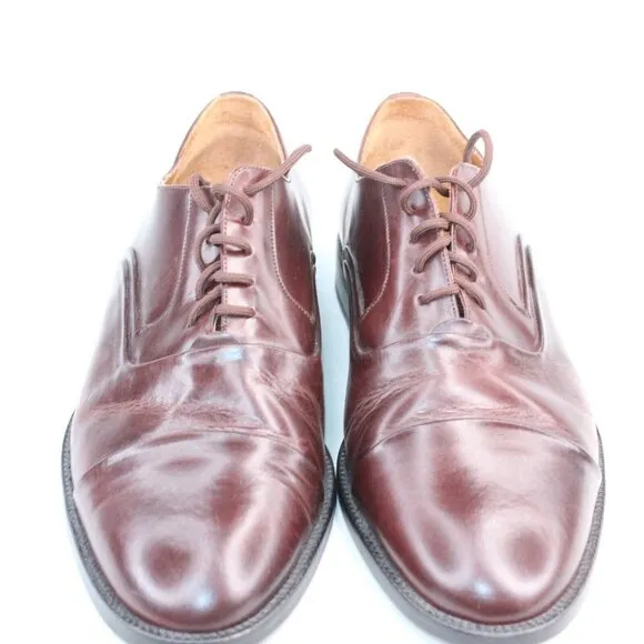 Giorgio Brutini Mens Sz 8 D Cap Toe Brown Leather Lace Up Oxford Dress Shoes