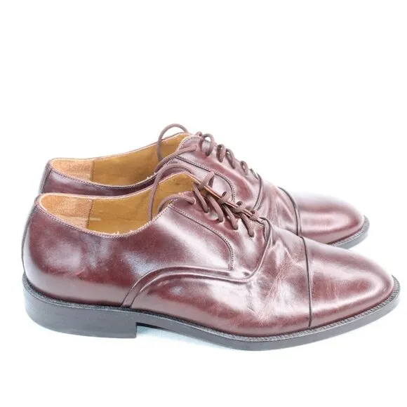 Giorgio Brutini Mens Sz 8 D Cap Toe Brown Leather Lace Up Oxford Dress Shoes