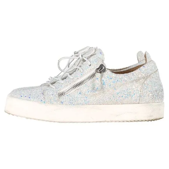 Giuseppe Zanotti May London Sneakers in White Glitter