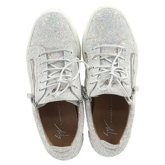 Giuseppe Zanotti May London Sneakers in White Glitter