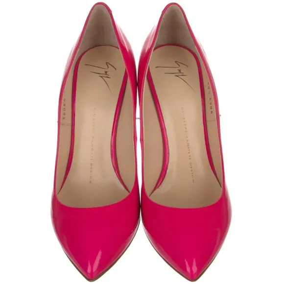 Giuseppe Zanotti Pink Patent Leather Semi-Pointed Stiletto Heel Designer Pumps