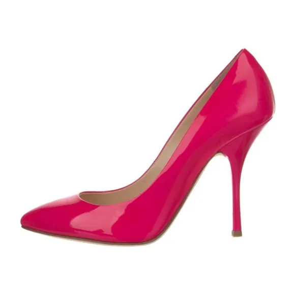 Giuseppe Zanotti Pink Patent Leather Semi-Pointed Stiletto Heel Designer Pumps