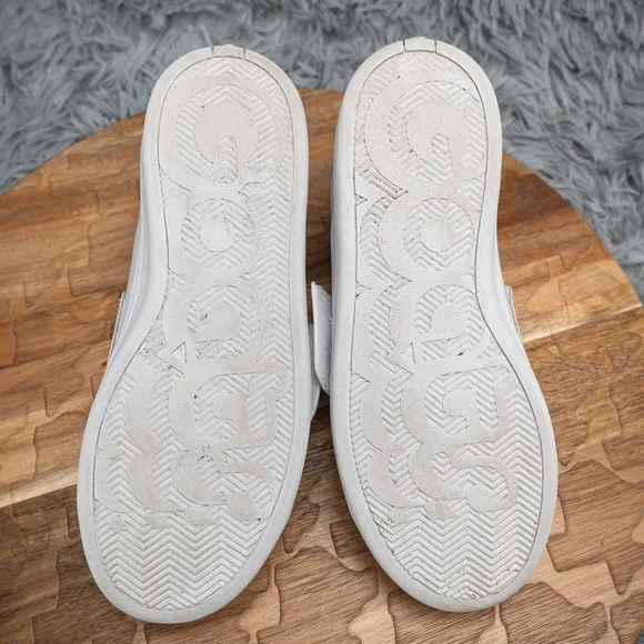 GOATS Sneakers Platform Smooth White Leather Slip On Hook Loop Chunky Size 6 EUC