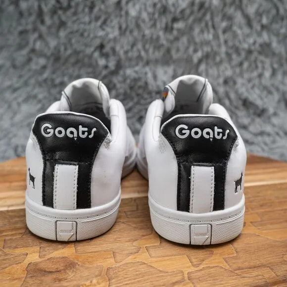 GOATS Sneakers Platform Smooth White Leather Slip On Hook Loop Chunky Size 6 EUC
