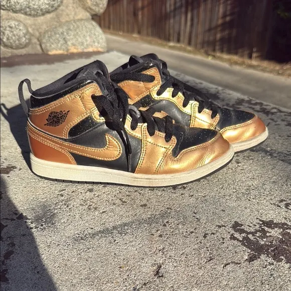Gold and Black High-Top Sneakers