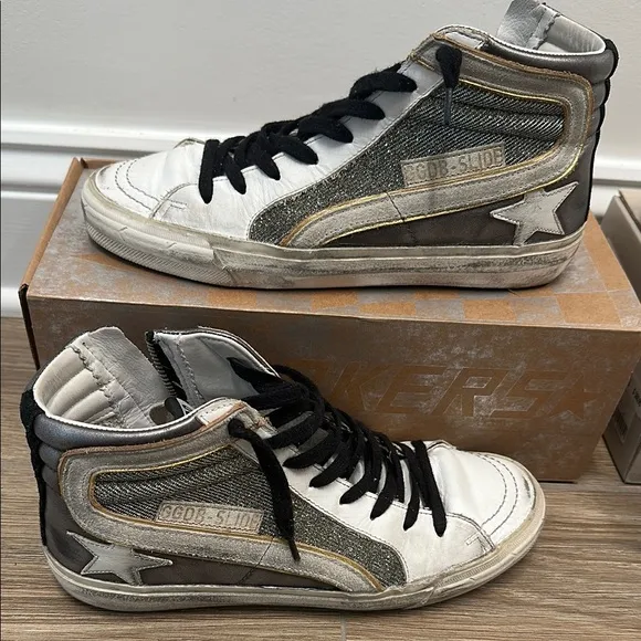 Golden Goose High-Top Sneakers - White and Gray