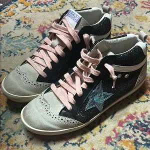 Golden Goose Wmns Mid Star 'Black Glitter Iridescent' - Size 9