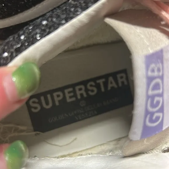 Golden Goose Wmns Mid Star 'Black Glitter Iridescent' - Size 9