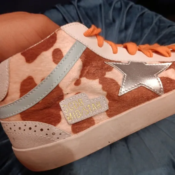 Golden Goose Women High-Top Sneakers - Brown and Orange