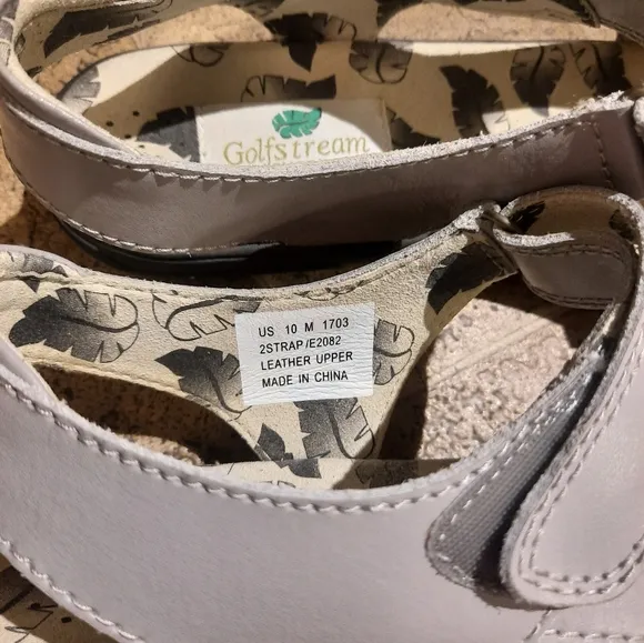 Golfstream Shoes Two Strap Leather Comfort Sandals - Size 10 - Grey‎ Gray