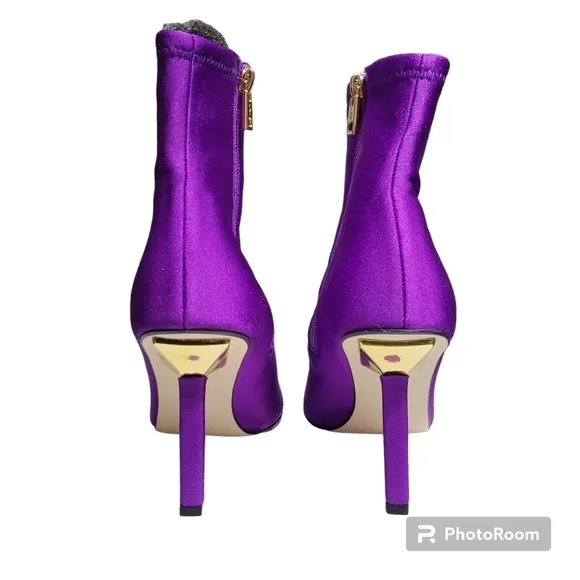 Good American Purple Neoprene Pointed Toe Boots