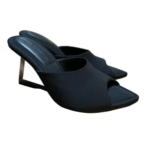 Good American Shoes Size 8 Clear Wedge Sandal Open Toe Neoprene GA368N-X Black