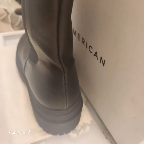 Good American Womens Booties Chunky Combat Black Leather Sz 7.5 NEW GAO36V-X