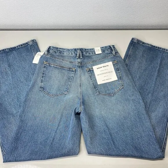 Good American Women's Jeans Blue Size 8 Good Skate High Rise Loose Leg Baggy