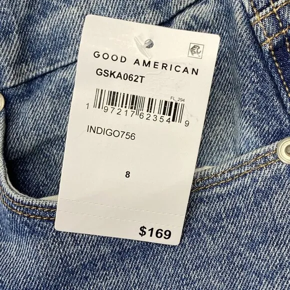 Good American Women's Jeans Blue Size 8 Good Skate High Rise Loose Leg Baggy